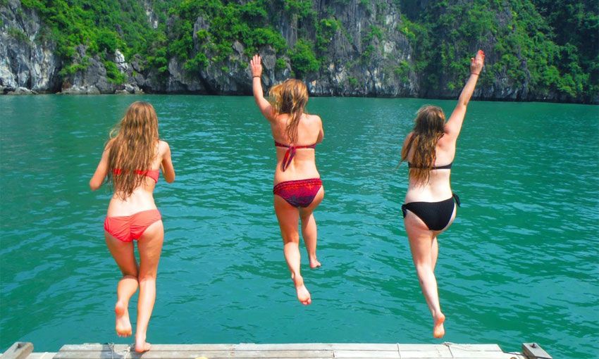 Swimming in Halong Bay